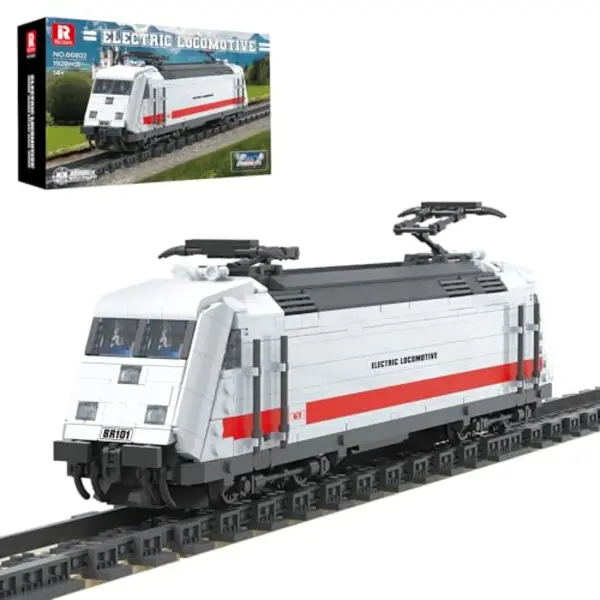 Reobrix Eisenbahn Bausatz Mit Gleisen, Deutscher BR101 Elektrolokomotiv Baustein Modell FĂŒr Erwachsene Und Kinder, 66802 Klassisches thumbnail