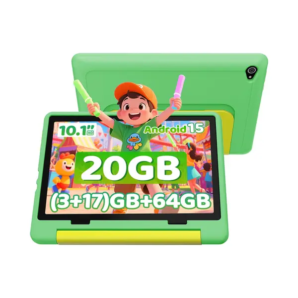 Hotlight KT1028 - Android 15 Kindertablet - 10.1 Inch - 20(7)Gb Ram/64GB Rom– 5000mAh - Groente thumbnail