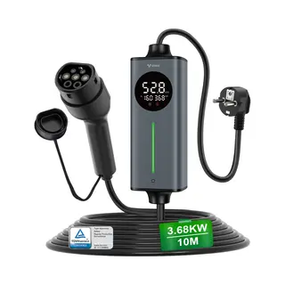 Goneo Mobiele Thuislader Type 2 Vanaf Stopcontact – 3, 68 Kw 10m 16A Laadkabel Auto – Instelbare Laadstroom - Timer - Temperatuurcontrole &