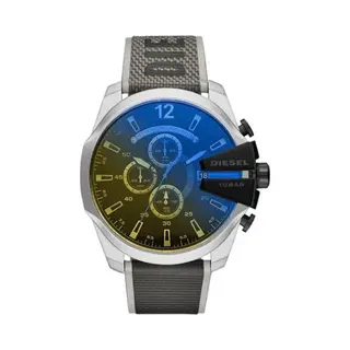 Diesel DZ4523 Mega Chief Chrono Oversize 54mm Leather Black Gray Mens Wristwatch