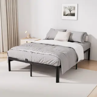 Auralum max Cecipa Metalen Bed 140x200 Cm - Minimalistisch Bedframe - Stevig - Stil - Anti Slip - Grote Opbergruimte - IJzeren Bed - Duurzaam - Roestvrij -