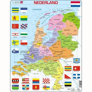 Larsen Maxi Kaart Nederland met provincies en vlaggen 48 stukjes