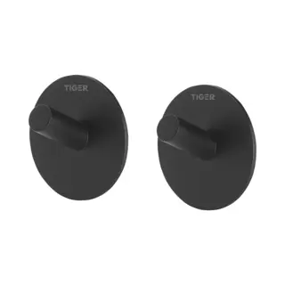 Tiger Rondo - Handdoekhaak - Zonder Boren - Handdoekhaakjes - 3M Tape - Mat Zwart (2 Stuks)