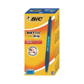 Bic 8373982 Kugelschreiber blauer Clip, rutschfester Kugelschreiber 12 Stk.