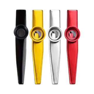 Boboven 4 Stuks - Kazoo-muziekinstrument Metaal - Metaal Zilver+rood+goud+zwart