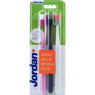 Jordan 846912 Tandenborstel Clean Smile Medium, 3 Stuk