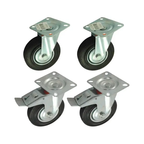 Merkloos Tarsus Zwenkwielen - Set Van 4 Transportwielen 125mm - Draagvermogen 100kg (4 Stuks) thumbnail