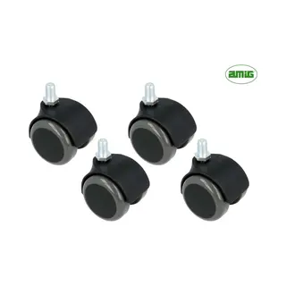 Amig Set Van 4 Meubelwielen 50mm - Kunststof Zwenkwielen Zonder Rem - Schroefbevestiging M8 - 100-150KG Draagvermogen
