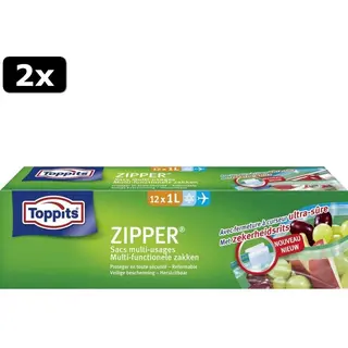 2x Toppits Zipper Multi-Functionele Zakken 1L 12 Stuks