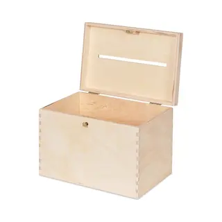 Haudt® Enveloppenkist Met Slot Bas Neutraal - 30 X 20 X 23 Cm - Houten Kist Met Slot - Incl. Koperen Sleutel - Onbehandeld Houtkleur