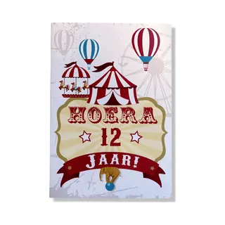 Cards & Crafts Hoera 12 Jaar! Luxe Verjaardagskaart - 12x17cm - Gevouwen Wenskaart Inclusief Envelop - Leeftijdkaart