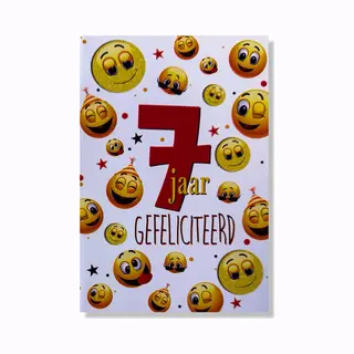 Cards & Crafts Hoera 7 Jaar! Luxe Verjaardagskaart - 12x17cm - Gevouwen Wenskaart Inclusief Envelop - Leeftijdkaart