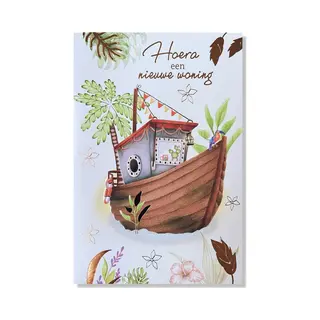 Cards & Crafts Hoera Een Nieuwe Woning Wenskaart - 12x17cm - Gevouwen Verhuisd Kaart Inclusief Envelop - Nieuw Huis