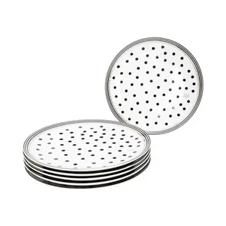 Melli Mello - Nora Dots - Dinerborden Set 6 Stuks - Porselein - Polkadots - Gouden Rand