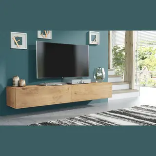 Promeubels Pro-meubels - Zwevend Tv-meubel - Tv Kast - Tunis - Eiken - 200cm 2x100cm