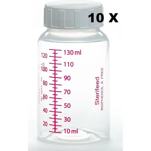 Moedermelk Bewaarflesjes 10 X 130 Ml (herbruikbare Kwaliteit Plastic) Sterifeed thumbnail