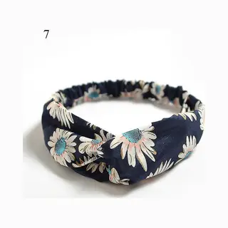 Clearly Lucky Set 2 Stuks Haarbanden - Dames Haarbanden - Sport Haarbanden -Hoofdband - Elastisch Antislip - Haaraccessoires - Navyblauw En Bloemen