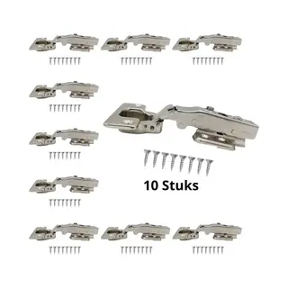 Hoexs- 10X Softclose Scharnier Voorliggend 110° - Inclusief Schroefjes - Binnendeurscharnieren - Meubelscharnieren - Potscharnier - Soft Close -