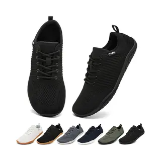 Geweo Barefoot Schoenen - Sportschoenen Sneakers - Fitnessschoenen - Hardloopschoenen - Ademend Knit Textiel - Platte Zool - Zwart - 37