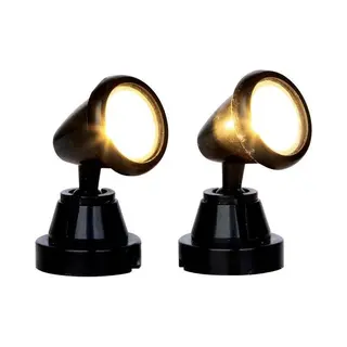Lemax - 'Round Spot Light' - Set Van 2 Stuks - Verlicht Accessoire - Exclusief Adapter (werkt Ook Op Batterijen)