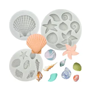 Stuks Oceaan Thema Taart Fondant Siliconen Mallen Schelp Zeesterren Koraal Bakvormen Voor Diy Taartdecoratie Chocolade Snoep Polymeer Klei