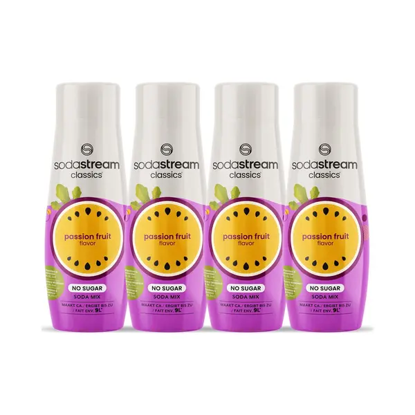 SodaStream Classics Passion Fruit Zero Siropen - Passievrucht Smaak - Extra Vitaminen En Mineralen - Goed Voor 36L Bruisende Drank - 4 Stuks - 4x440ml thumbnail