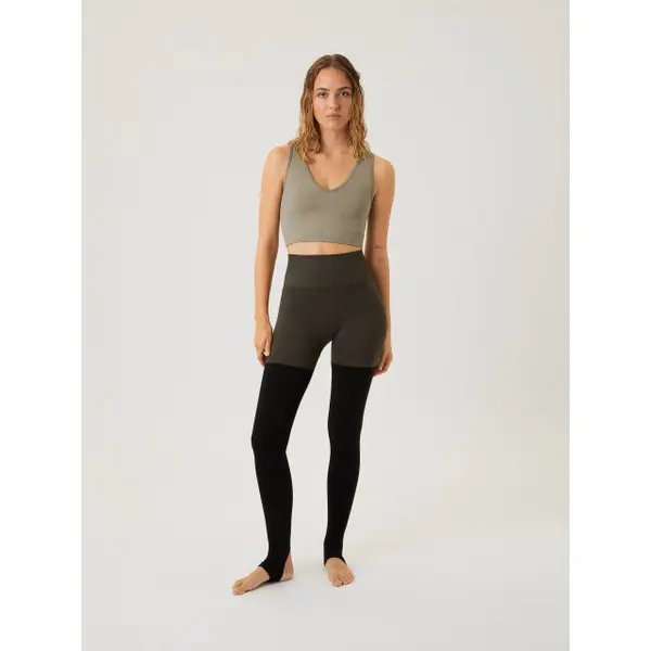 Björn Borg - Dames - Sthlm Seamless Open Heel Tights - Groen/Multicolour/Zwart - Maat S / M thumbnail