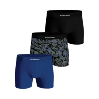 Björn Borg Heren Premium Cotton Stretch 3P Boxers Basic Flowers Zwart & Blauw