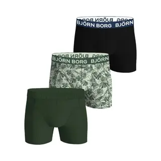 Björn Borg Heren Cotton Stretch 3P Boxers Basic Print Groen & Zwart Iii