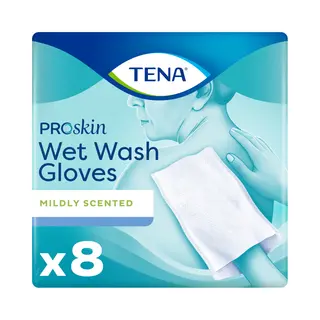 30x Tena Proskin Wet Wash Gloves Mild Geparfumeerd 8 Stuks