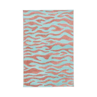 Rugvista Woodcut Teppich - Rosa / Türkis 100x160