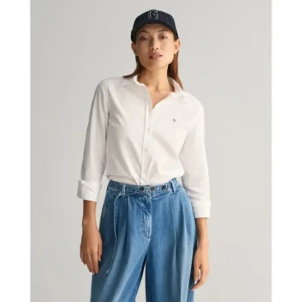 Gantvoor Vrouwen. 4300141 Oxford Slim Fit Overhemd Wit (42), Katoen, Lange Mouwen thumbnail