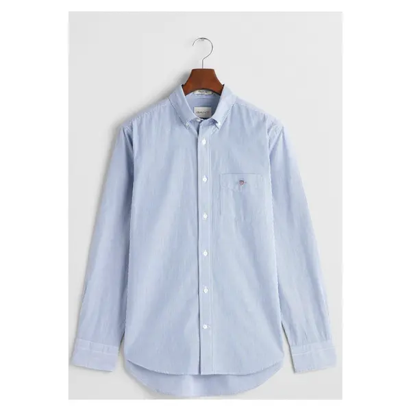 Gant For Man. 3000140 Poplin Shirt Regular Fit Banker Stripe Blue (Xl), Casual, Cotton, Long Sleeve thumbnail