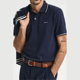 Gant Polo Shirt Korte Mouw Avondblauw
