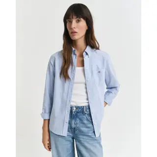 Gantvoor Vrouwen. 4300470 Regular Fit Oxford Overhemd Blauw (40), Casual, Katoen, Lange Mouwen