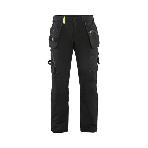 Blaklader Arbeits-hose Handwerker Stretch 4d 1522 - Schwarz/neongelb S - Fr(40) - Se(c46) - Kurz thumbnail