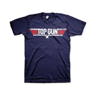 Difuzed Top Gun Distressed Logo Männer T-Shirt Navy M 100% Baumwolle Fan-Merch, Filme
