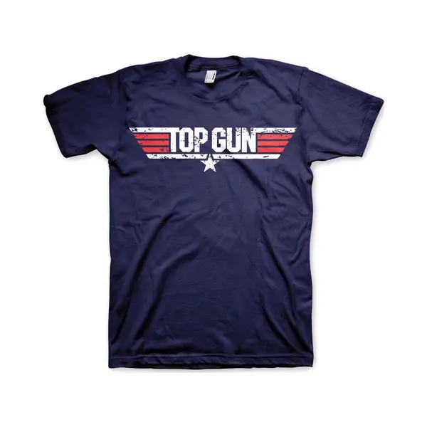 Difuzed Top Gun Distressed Logo Männer T-Shirt Navy M 100% Baumwolle Fan-Merch, Filme thumbnail