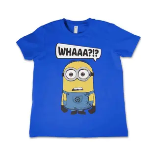 Hybris Minions Kinder Tshirt -Kids Tm 8 Jaar- Whaaa?!? Blauw