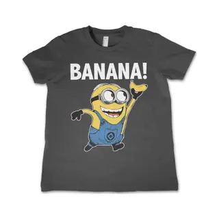 Hybris Minions Kinder Tshirt -Kids Tm 10 Jaar- Banana! Grijs