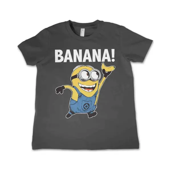 Hybris Minions Kinder Tshirt -Kids Tm 10 Jaar- Banana! Grijs thumbnail