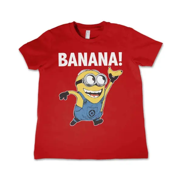 Hybris Minions Kinder Tshirt -Kids Tm 10 Jaar- Banana! Rood thumbnail