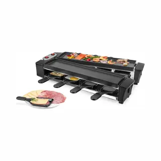 Emerio Raclette Grill - Gourmet - Pfas Vrij - 8 Pannetjes En Spatels - Ilag Coating - Anti-slip Voetjes - Aluminium Grillplaat - 40, 6 X 10 Cm -