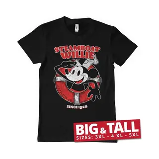 Hybris T-Shirt Steamboat Willie Since 1928 Big & Tall T-Shirt Hy-1-SBW002-H61-12 Black-5XL