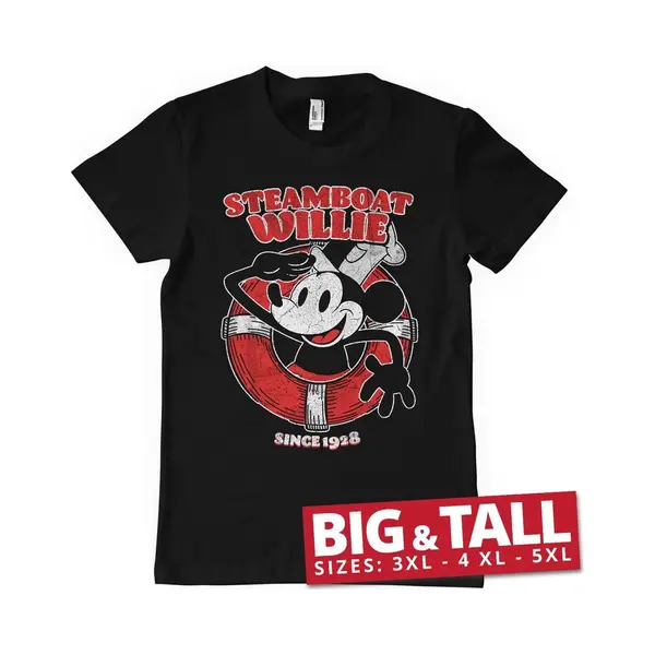Hybris T-Shirt Steamboat Willie Since 1928 Big & Tall T-Shirt Hy-1-SBW002-H61-12 Black-5XL thumbnail