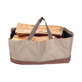 Houtmand - Haardhout Mand - Houtmand Voor Binnen- Haardmand - Haardhoutopslag - Brandhout Mand - Houtopslag - Beige - 600 D Oxford - 61*28*30 Cm -