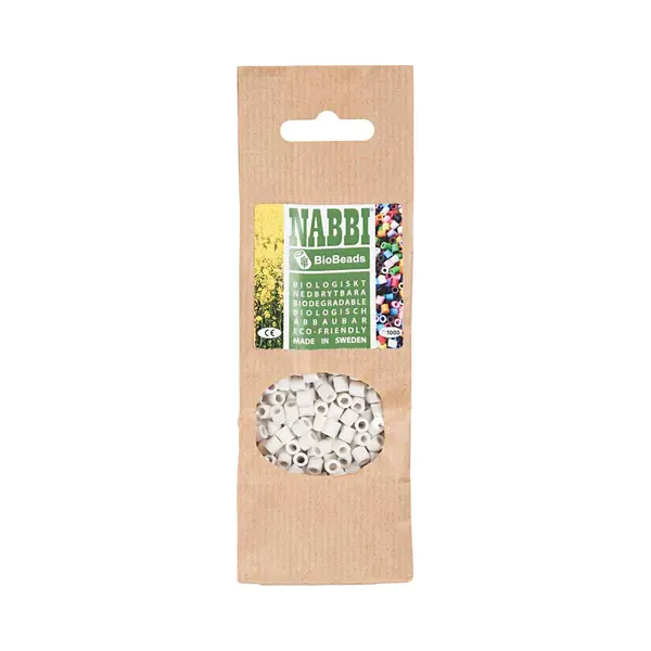 Nabbi biobeads BioBeads Van Nabbi, Wit, Afm 5x5 Mm, Gat Grote 2.5 Mm, Medium, 1000 Stuk/ 1 Zakje thumbnail
