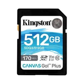 Kingston Technology 512GB Sdxc Canvas Go Plus 170R C10 Uhs-I U3 V30