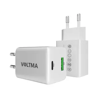 Voltma PH45AC - 45W Usb C/A Snellader Met 2 Poorten - 45 W Usb-A En Usb-C Oplader Adapter Met GaN-technologie - Geschikt Voor Telefoons, Tablets,