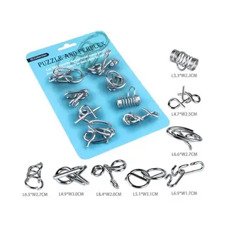 Iq Collection Metalen Iq Puzzels - 8 Stuks - Breinbrekers - Type 1/Blauw